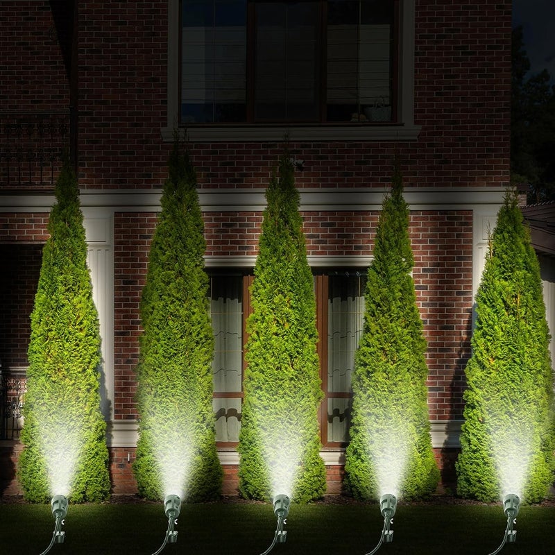 QITIM LED Christmas Spotlights Outdoor Plug in, Flood Stake Lights Outdoor, 5000K 350LM Landscape Light for Yard, Flag, Holiday Decor, Weather Resistant, 120V 6FT Power Cord, Green, ETL Listed, 2 Pack - Image 5
